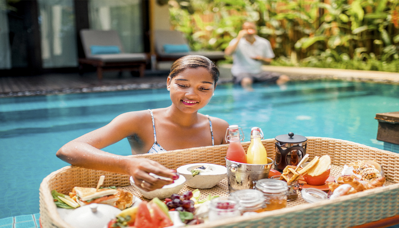 Hotel Story Seychelles - desayuno flotante