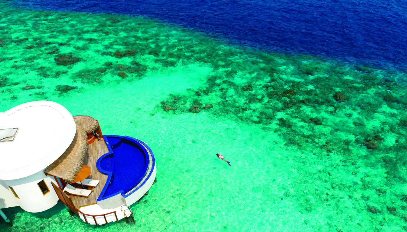 OBLU SELECT at Sangeli - AERIAL VIEW - Honeymoon Water Suite with Pool 01